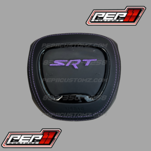 SRT Black Leather Purple Stitch Airbag Cover *MADE TO ORDER--*4 WEEK MANUFACTURING TIME*