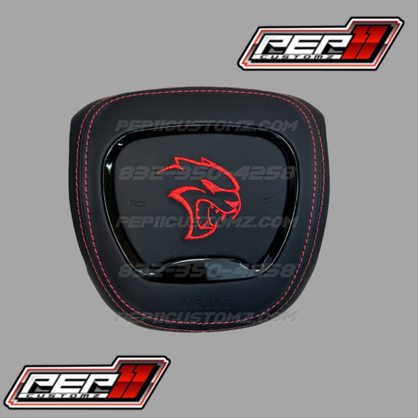 SRT hellcat airbag cover black leather/ red stitch