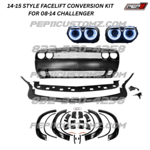 14-15 Style Facelift Conversion Kit Challenger - hellcat full widebody kit WITH Upgraded headlights *WE DO NOT OFFER SHIPPING FOR BUMPERS/HOODS; LOCAL PICKUP ONLY*