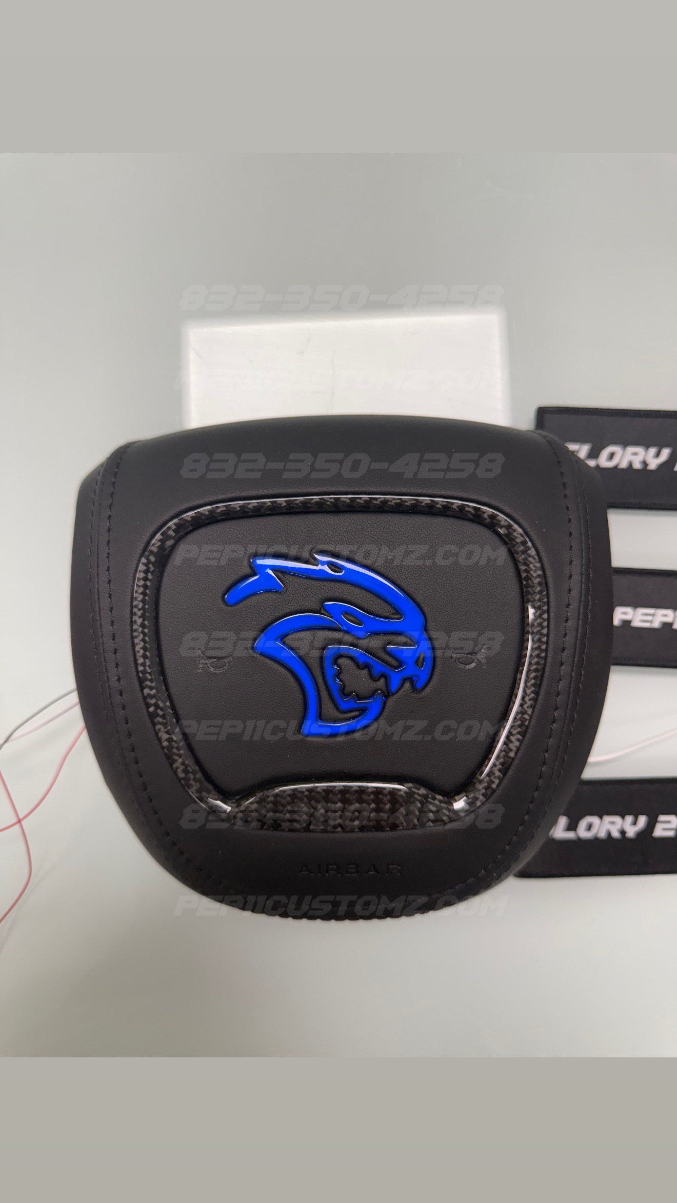 LED ‘HELLCAT’ STYLED RGB/FLOW BLACK LEATHER & STITCH / CARBON FIBER TRIM - Image 2