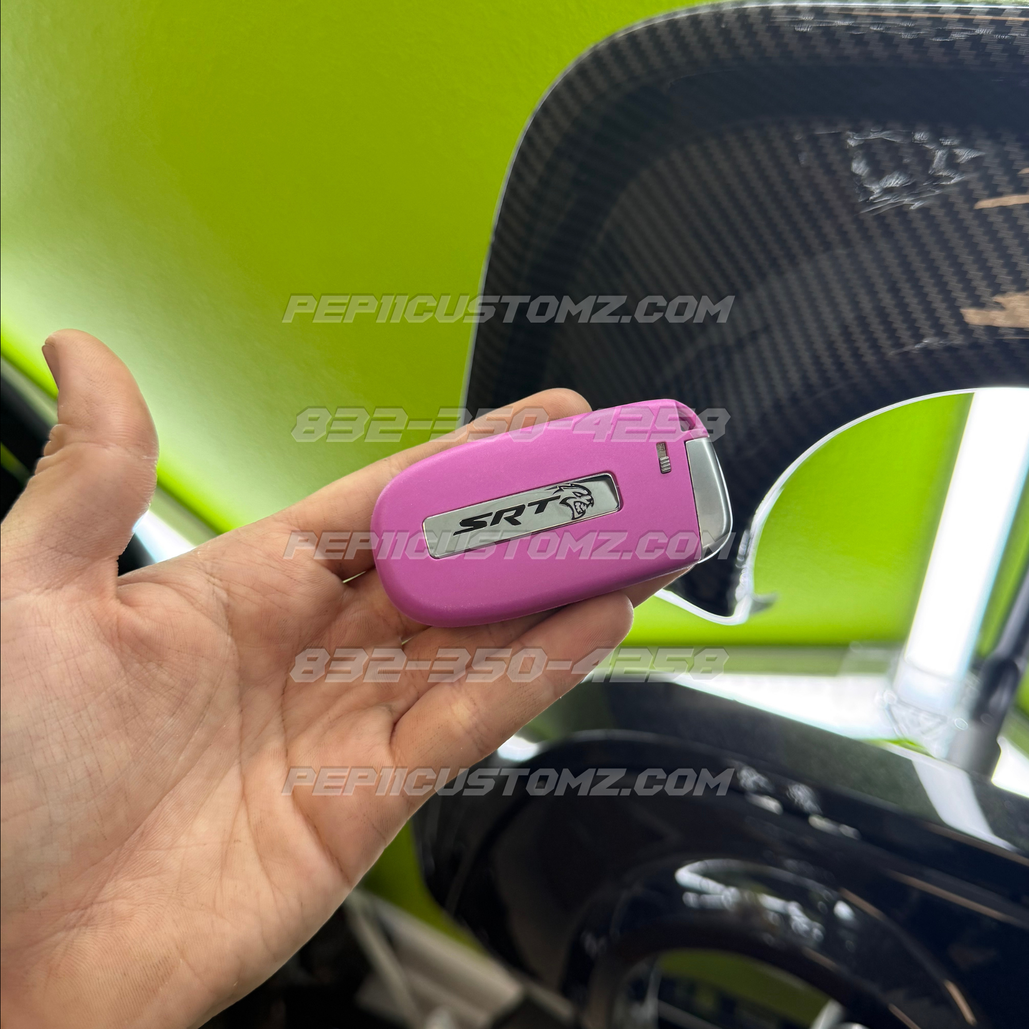 Pink KEY Fob - “SRT HELLCAT” style CHROME