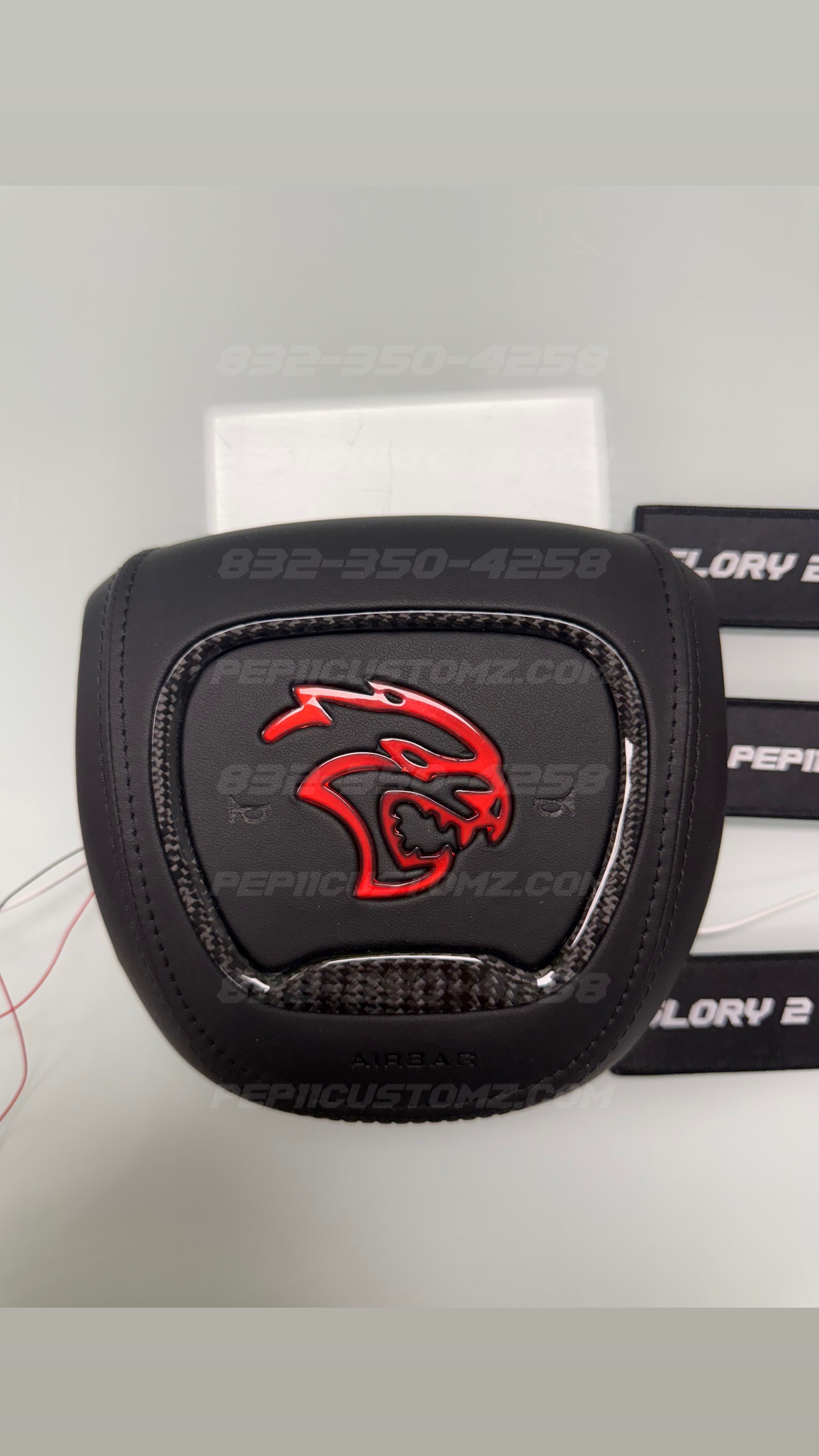 LED ‘HELLCAT’ STYLED RGB/FLOW BLACK LEATHER & STITCH / CARBON FIBER TRIM