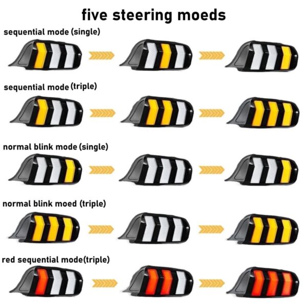 2015-2023 Mustang RGB S650 STYLE LED CLEAR Tail Lights with Animation - Image 3