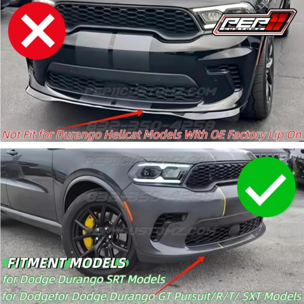 Durango Front Lip Gloss (Fits 2021-2026 SRT, GT, Pursuit, R/T, SXT Models. *DOES NOT FIT HELLCAT MODELS) - Image 2