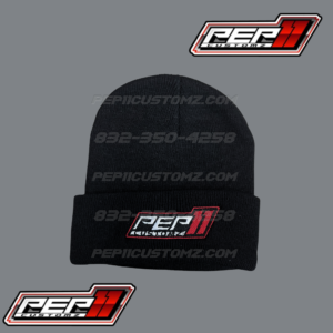PEP11CUSTOMZ Black Beanie - Red Logo