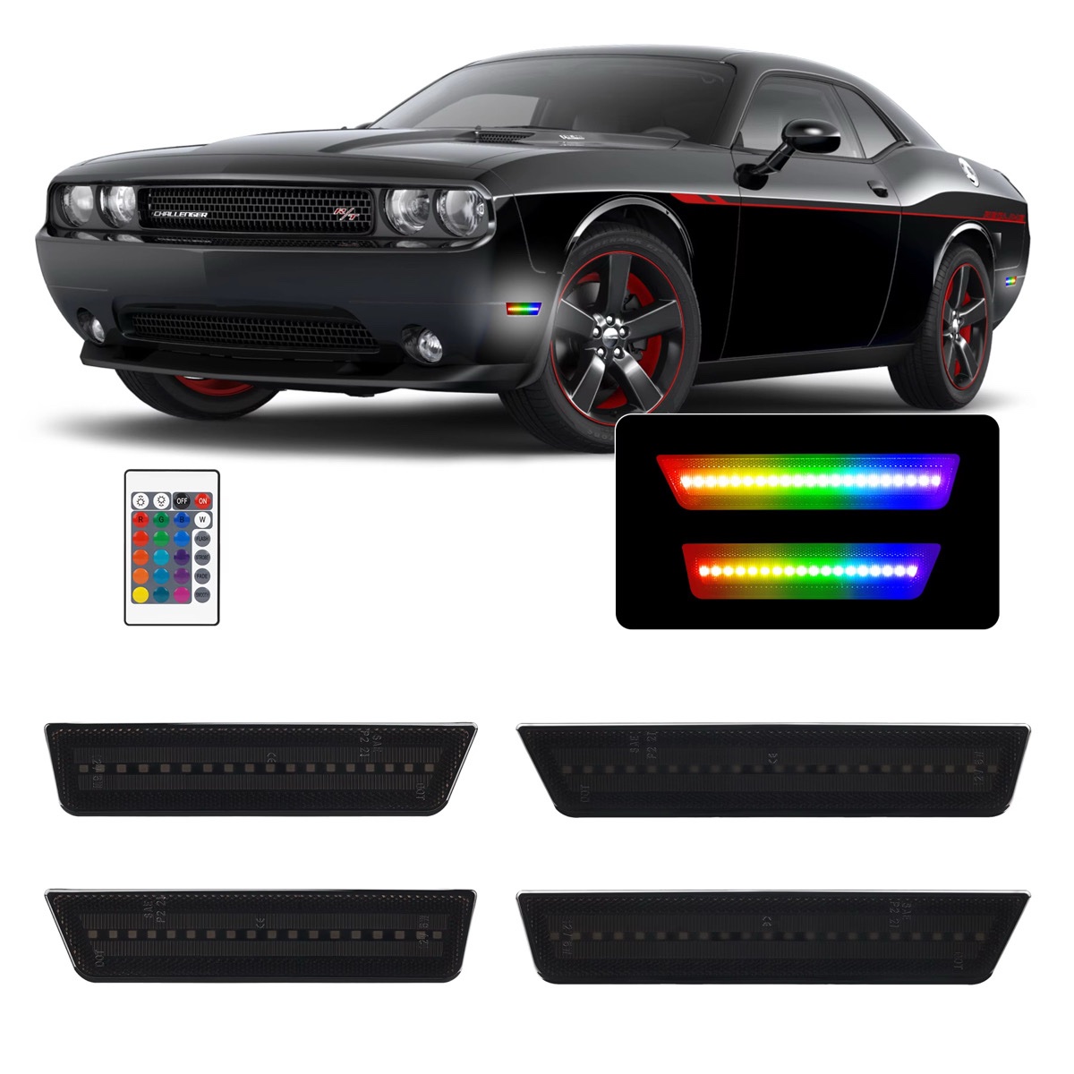 Smoked LED White & RGB Side marker / Reflectors - Challenger 2008-2014 AND Charger 2011-2014 *SOLID COLOR CHANGE. *DOES NOT FLOW** - Image 3