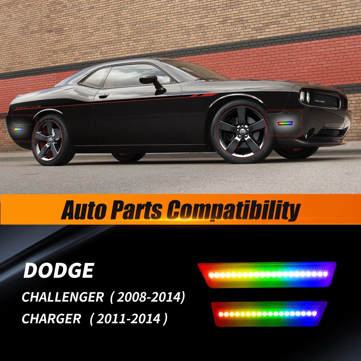 Smoked LED White & RGB Side marker / Reflectors - Challenger 2008-2014 AND Charger 2011-2014 *SOLID COLOR CHANGE. *DOES NOT FLOW** - Image 2