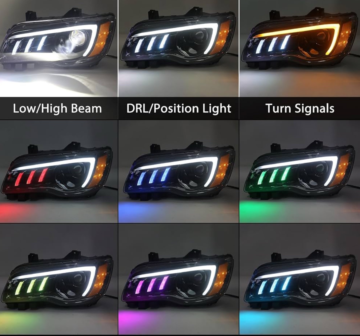 Chrysler 300 C300 2011-2023 RGB pre built headlights assembly - Image 2